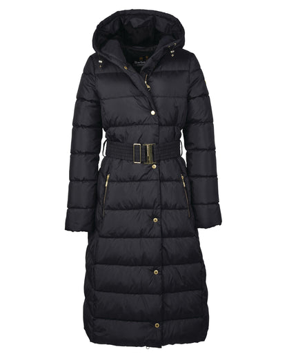 Barbour International Track Line Womens Long Quilted Jacket - Black