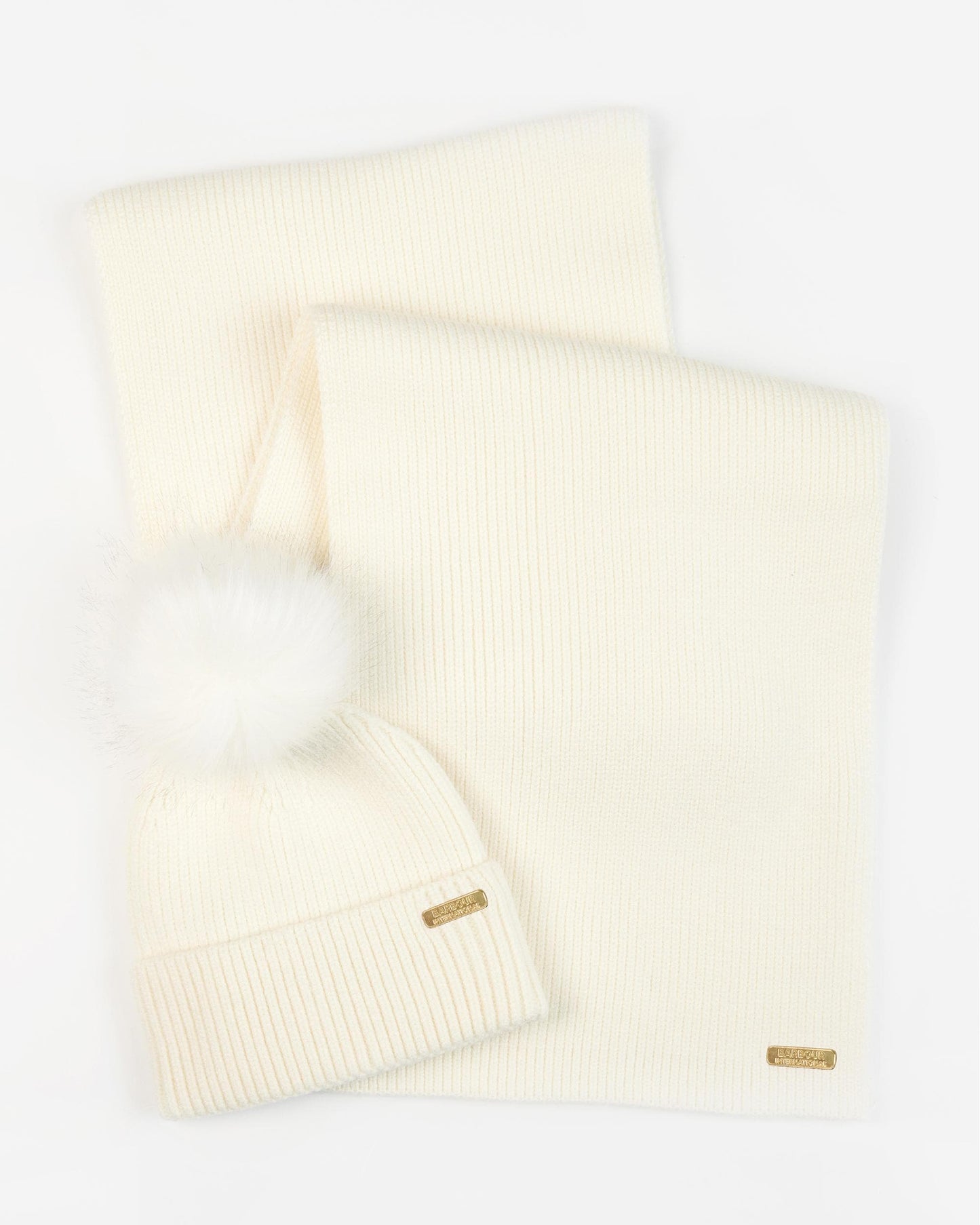 Barbour International Mallory Beanie & Scarf Gift Set - Optic White