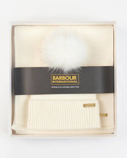 Barbour International Mallory Beanie & Scarf Gift Set - Optic White