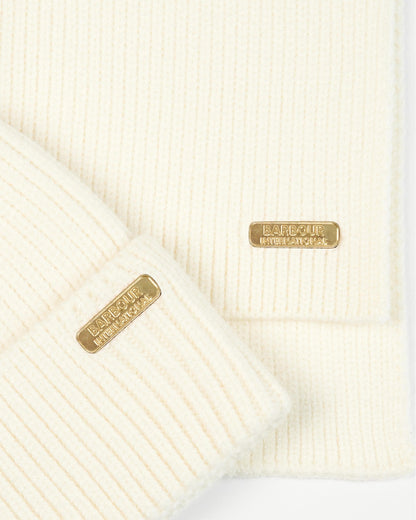 Barbour International Mallory Beanie & Scarf Gift Set - Optic White