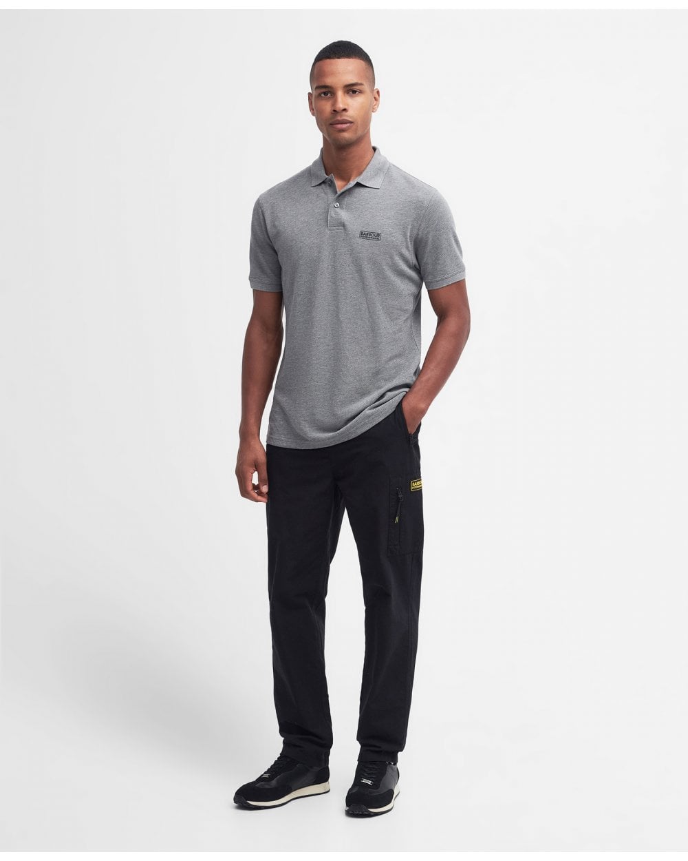 Barbour International Essential Short Sleeve Mens Polo - Anthracite Marl