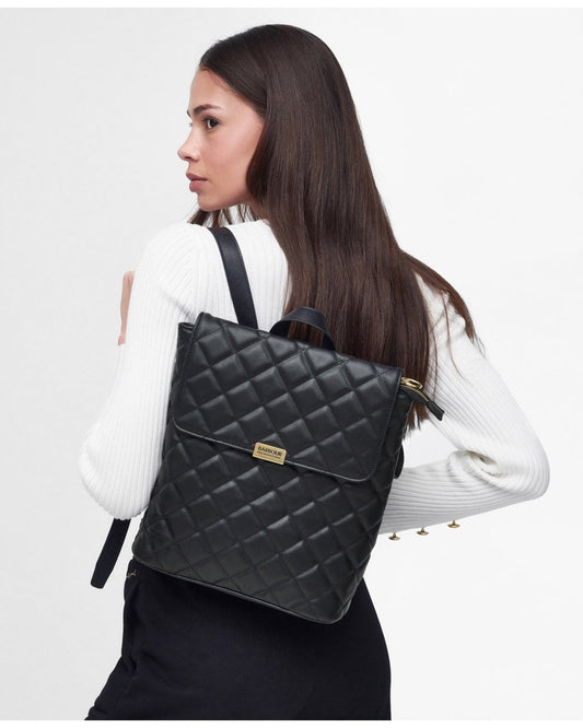 Barbour International Quilted Hoxton Womens Backpack - Black