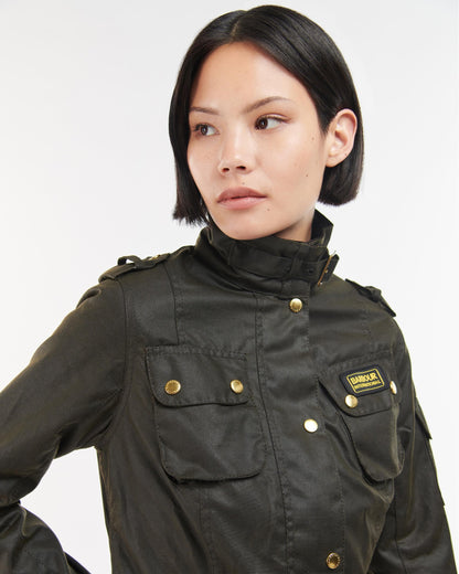 Barbour International Womens Wax Jacket - Olive