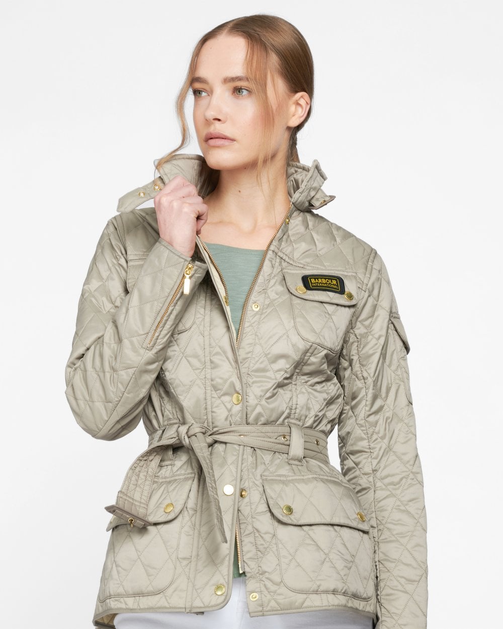 Barbour International Regular Lightweight Womens Quilted Jacket - Taupe/Pearl
