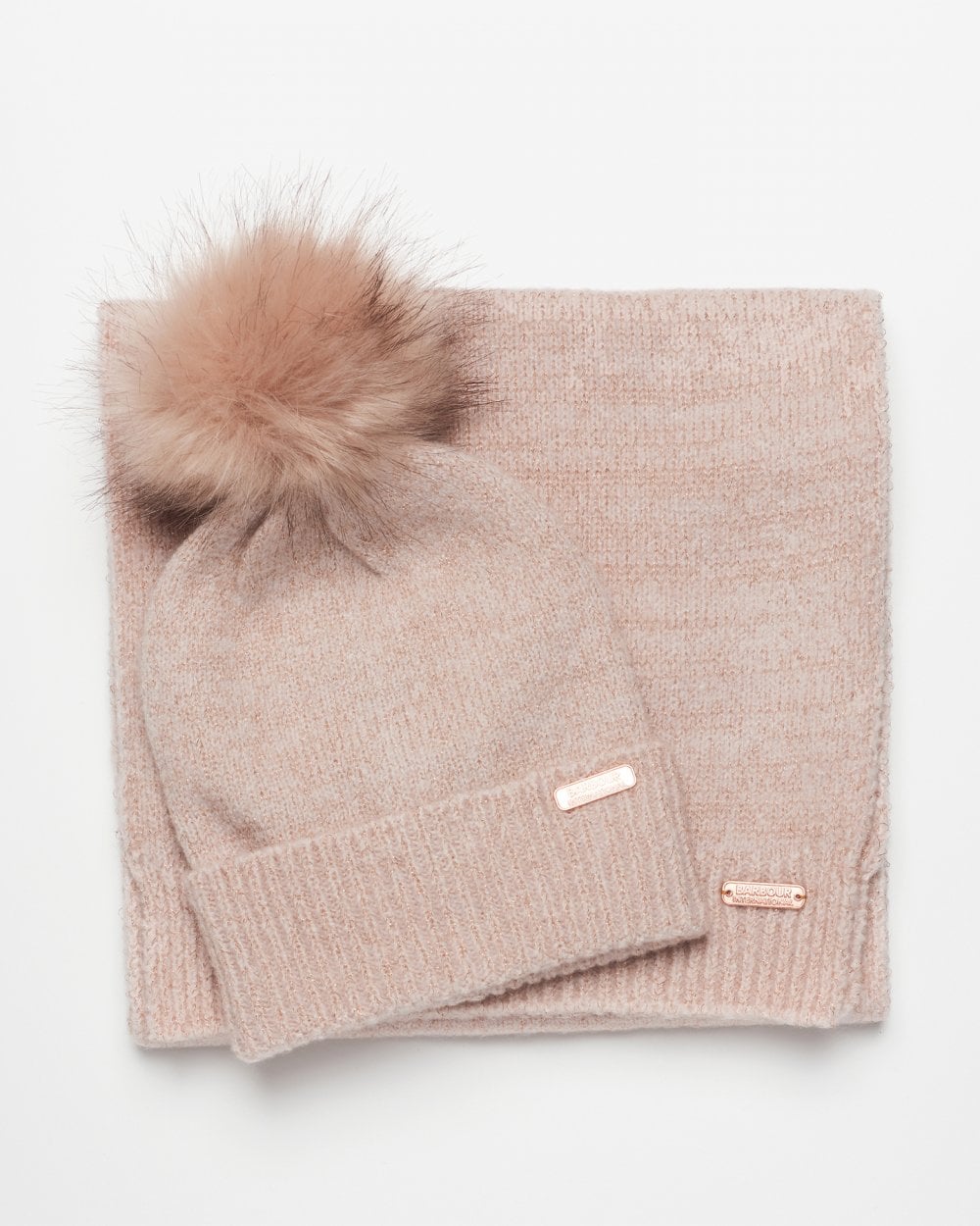 Barbour International Sparkle Womens Beanie/Scarf - Pink
