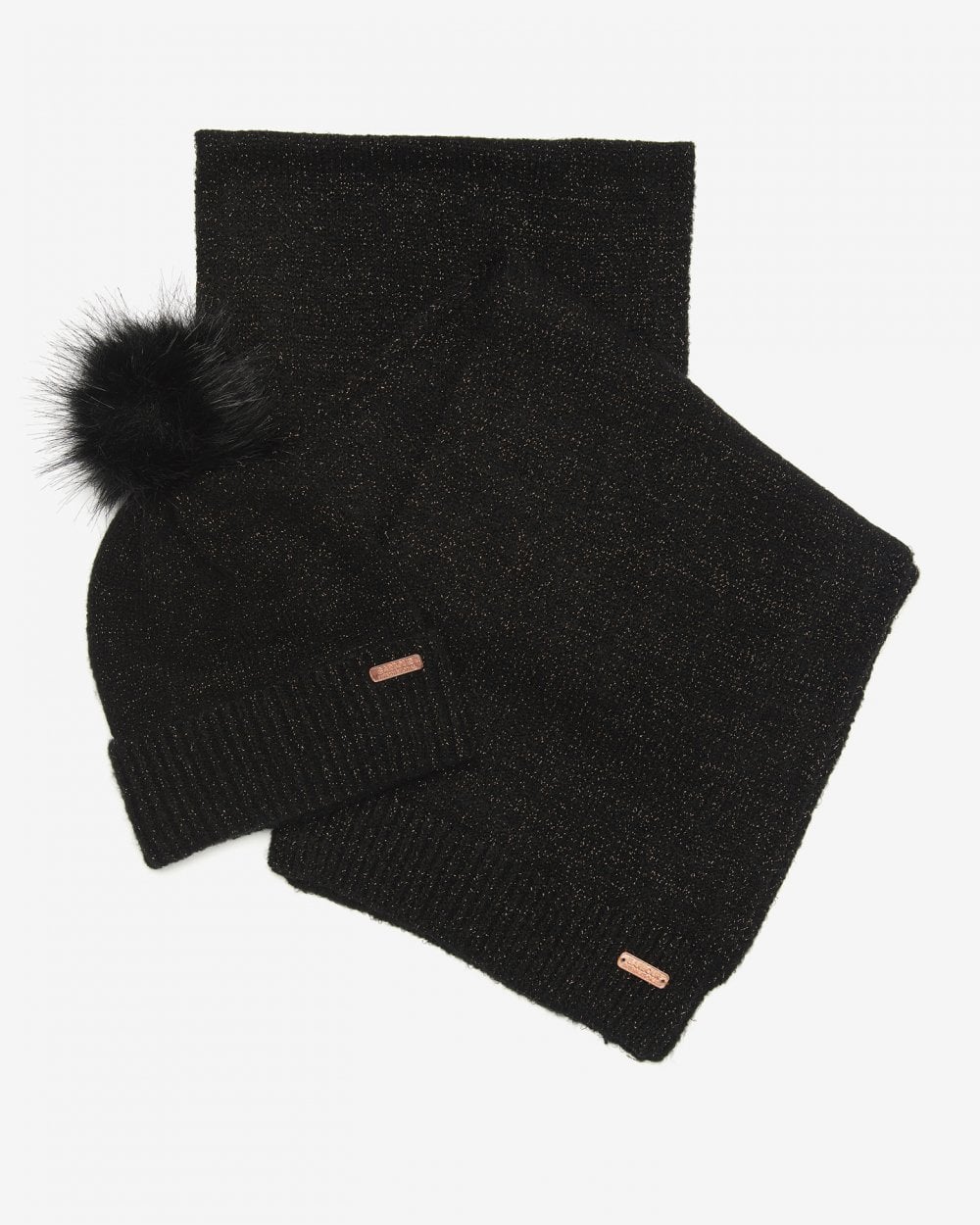 Barbour International Sparkle Womens Beanie/Scarf - Black