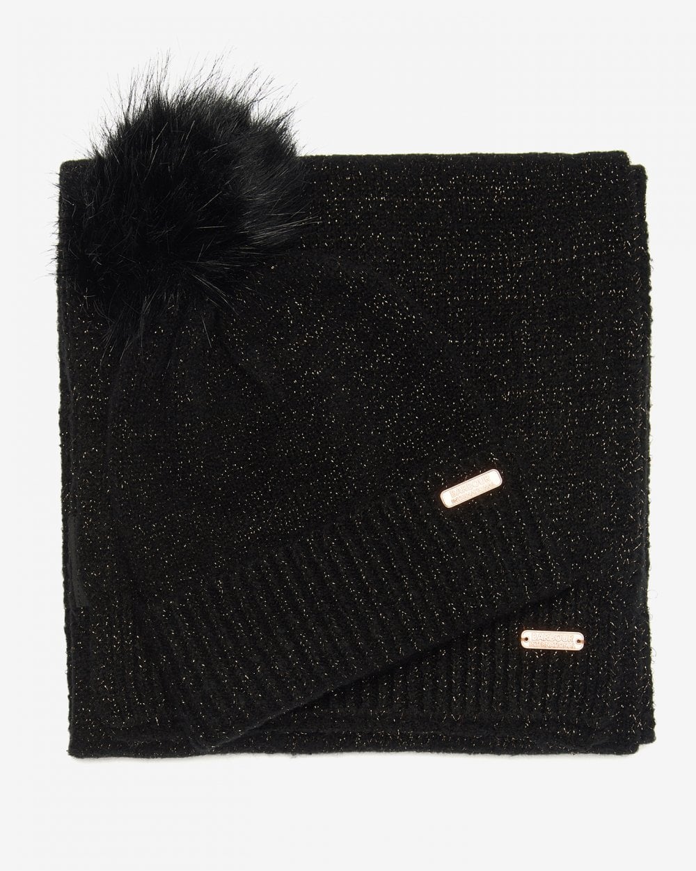 Barbour International Sparkle Womens Beanie/Scarf - Black