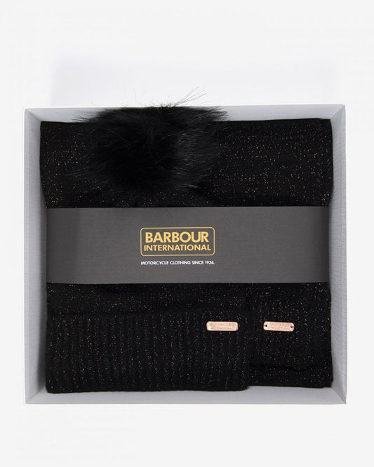 Barbour International Sparkle Womens Beanie/Scarf - Black