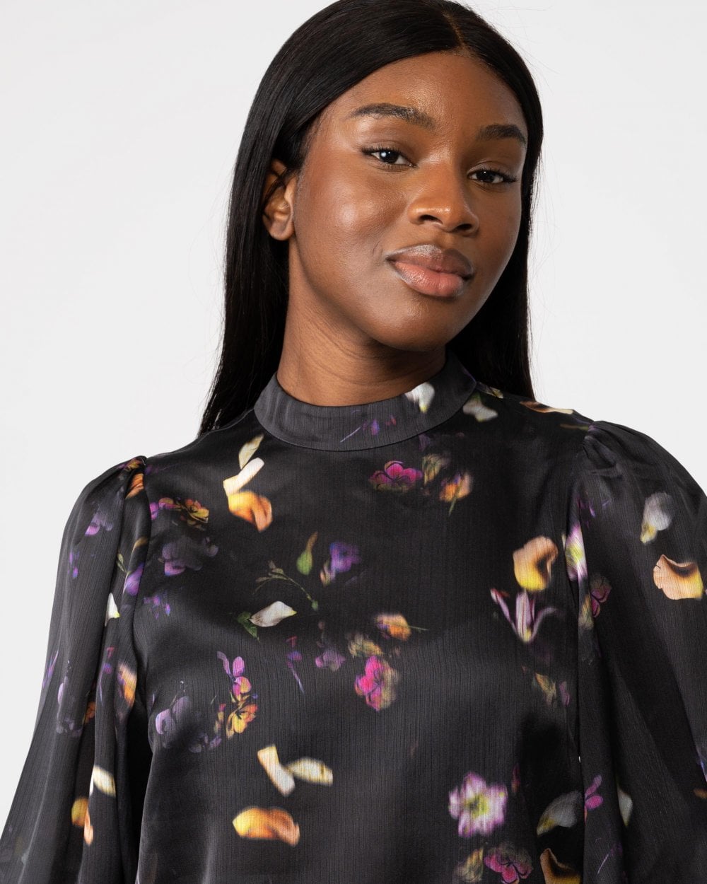 Ted Baker Niycole Womens High Neck Top With Balloon Sleeves