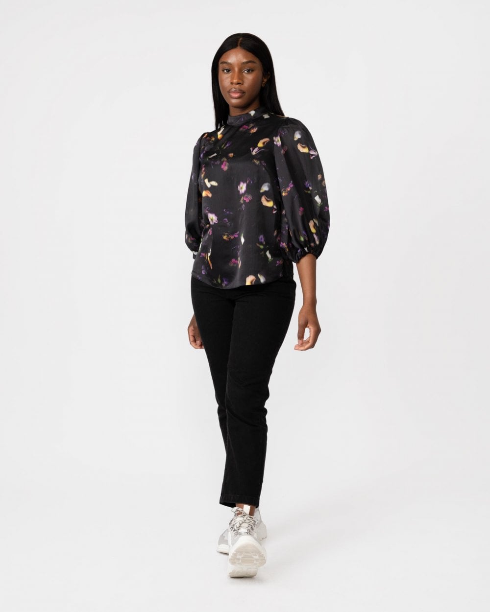Ted Baker Niycole Womens High Neck Top With Balloon Sleeves