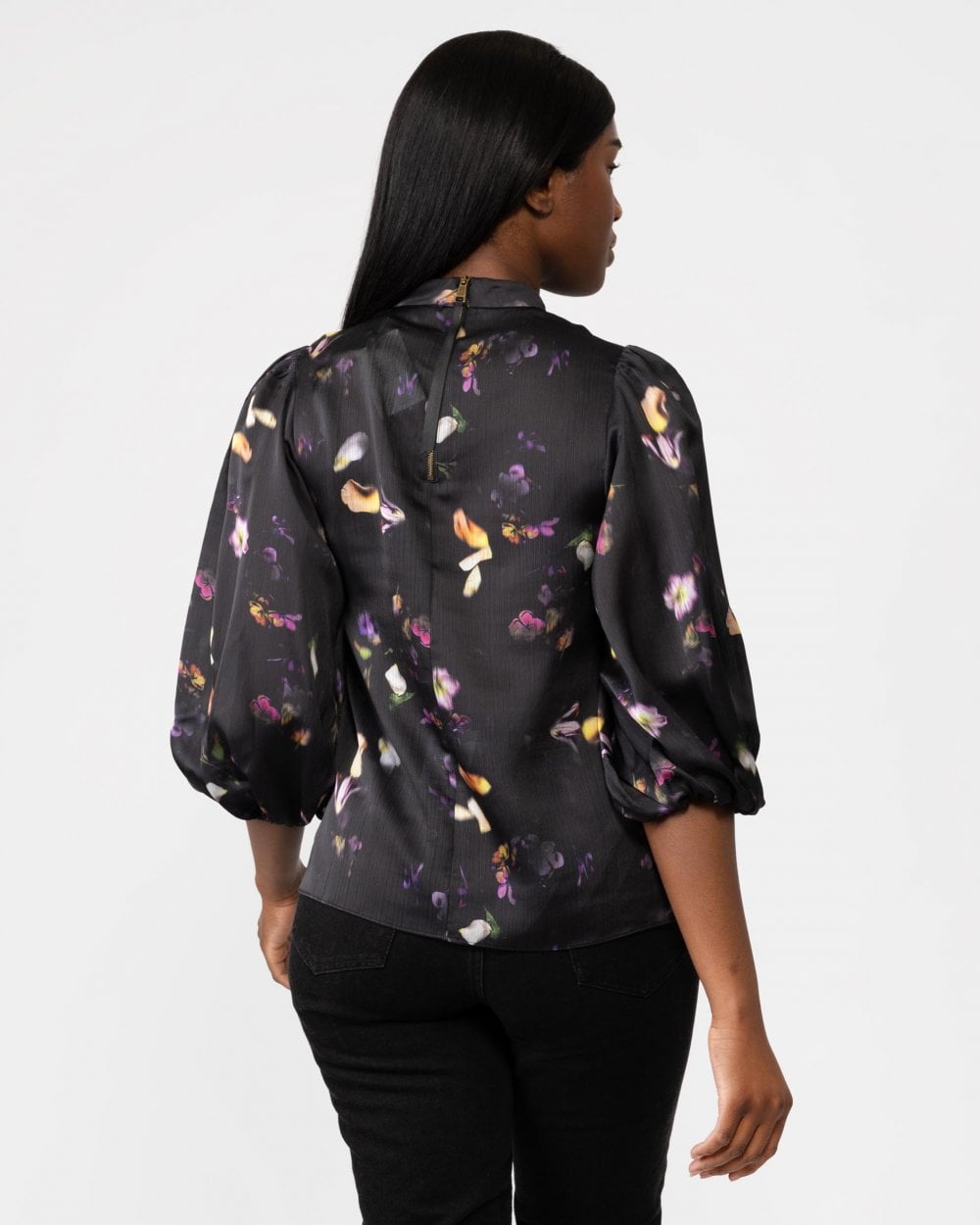 Ted Baker Niycole Womens High Neck Top With Balloon Sleeves