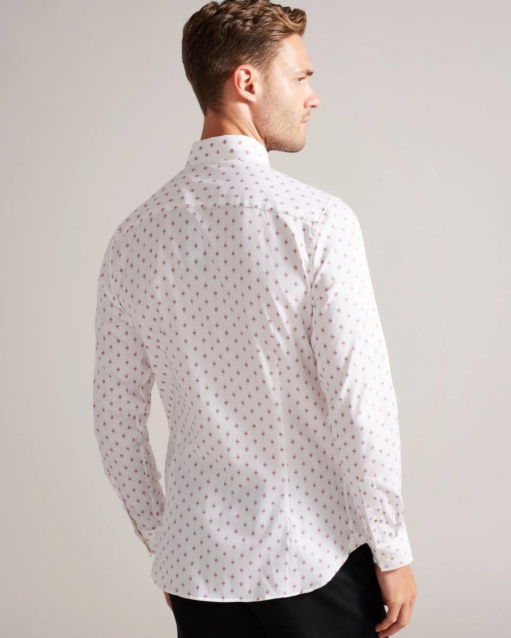 Ted Baker Ardea Mens Long Sleeve Geometric Print Shirt - White