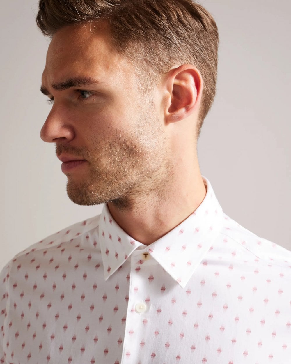 Ted Baker Ardea Mens Long Sleeve Geometric Print Shirt - White