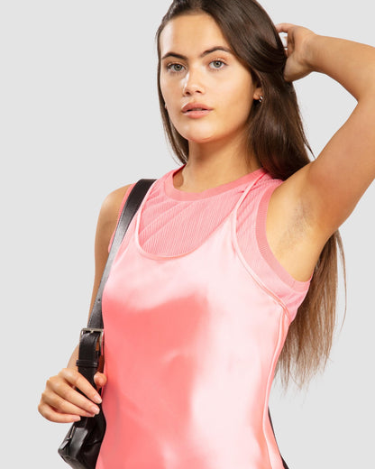 Armani Exchange Womens Layered Satin Blouse - Rose Quartz