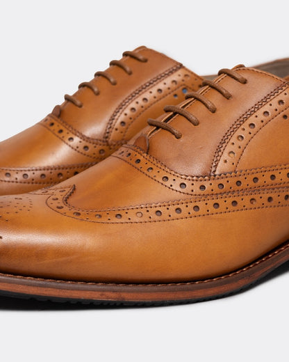 Oliver Sweeney Ledwell Mens Wing Tip Oxford Brogues - Light Tan