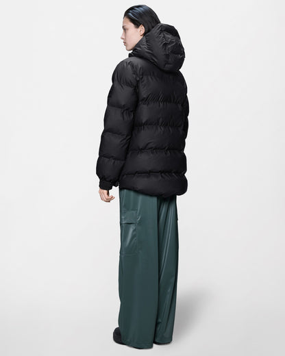 Rains Alta Womens A - Line Puffer Jacket - 01 Black | CHO | Designer Womens Puffer Jackets