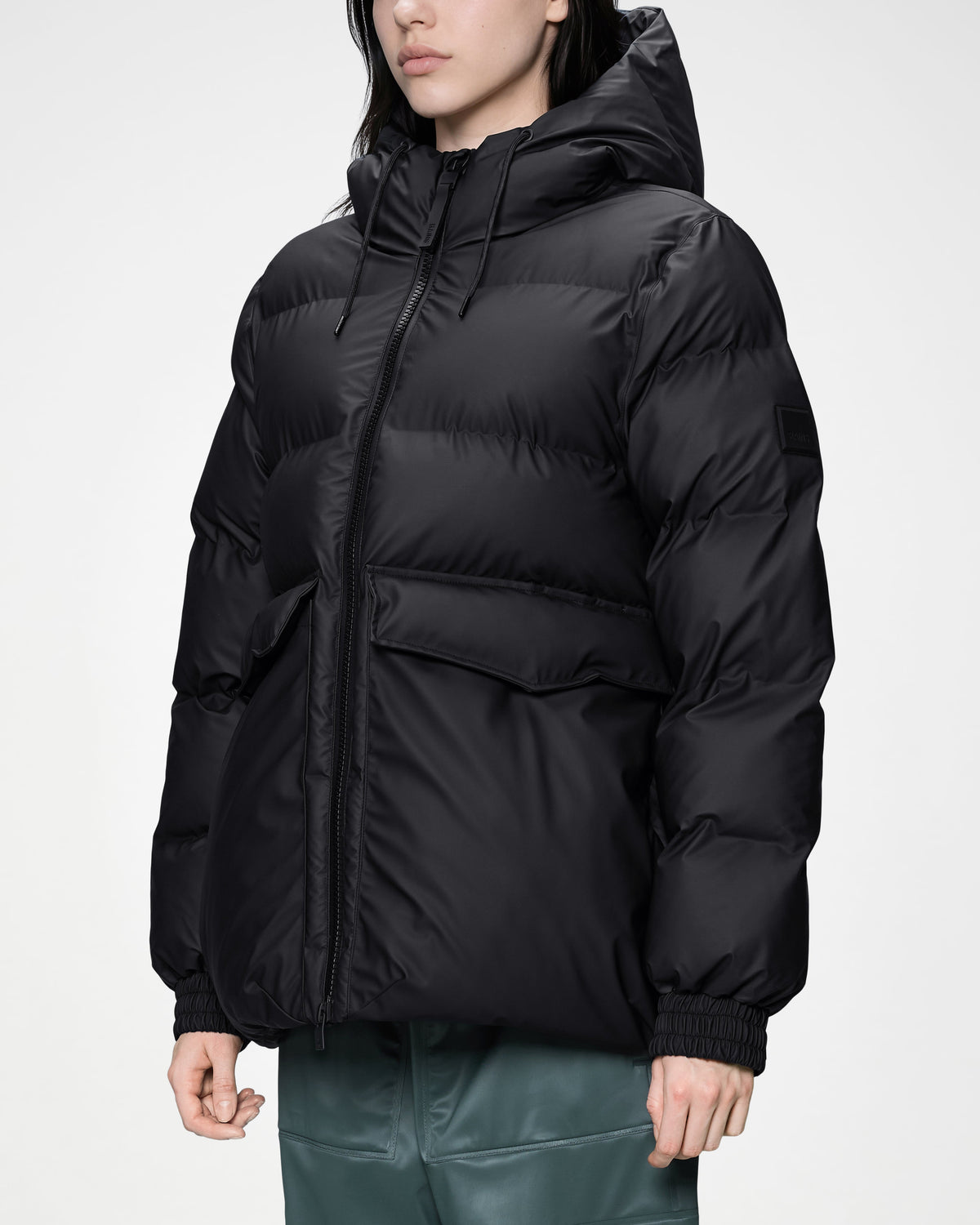 Rains Alta Womens A - Line Puffer Jacket - 01 Black | CHO | Designer Womens Puffer Jackets