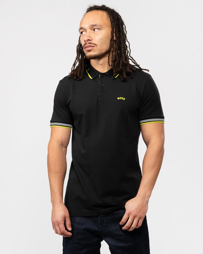 BOSS Green Paul Curved Logo Contrast Collar Mens Polo Shirt A/W 23