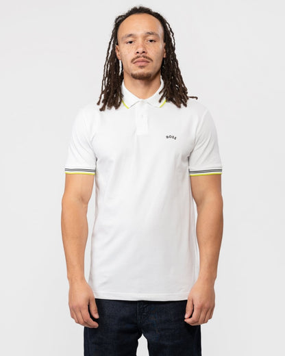BOSS Green Paul Curved Logo Contrast Collar Mens Polo Shirt A/W 23