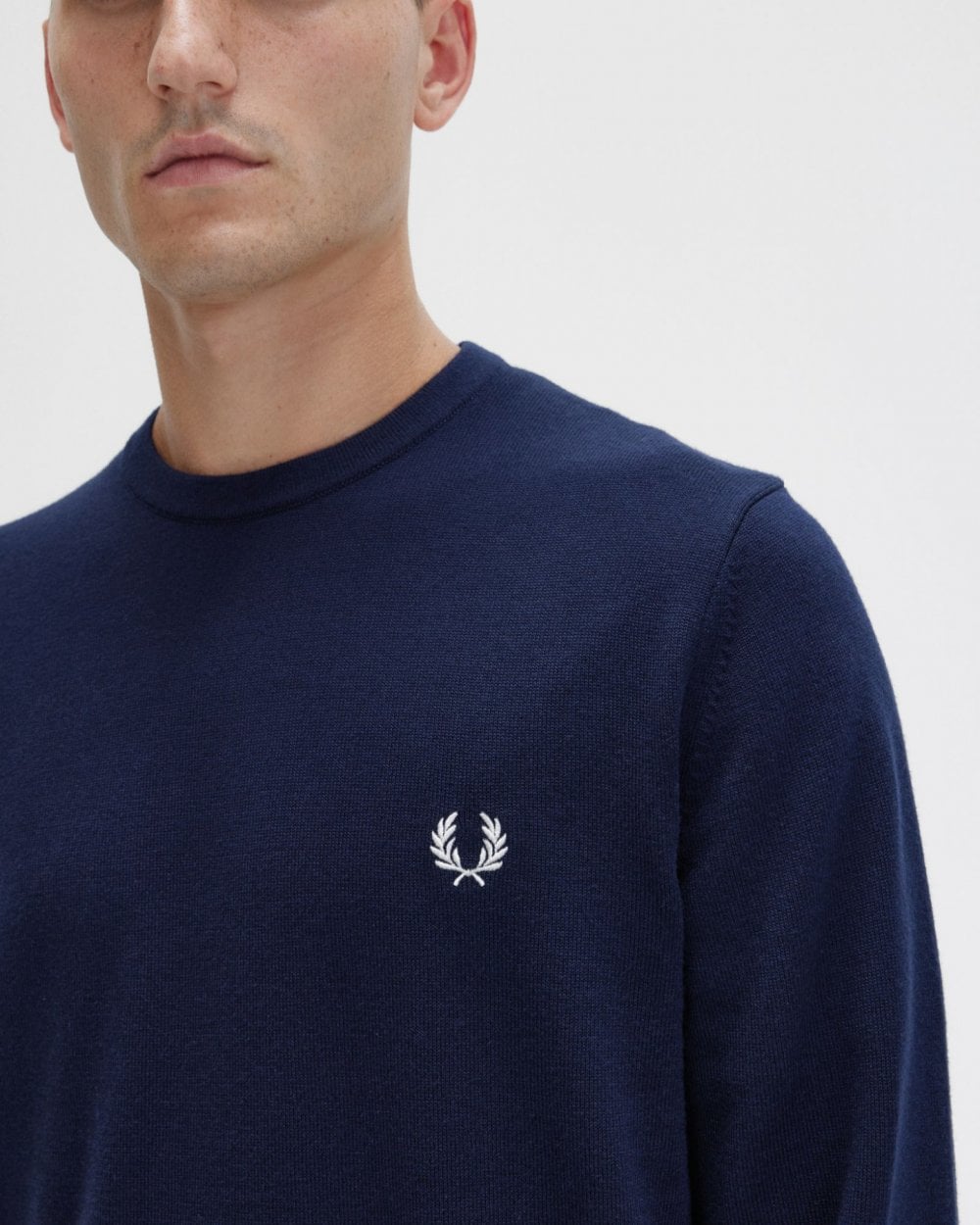 Fred Perry Mens Classic Crewneck Jumper - Navy 608