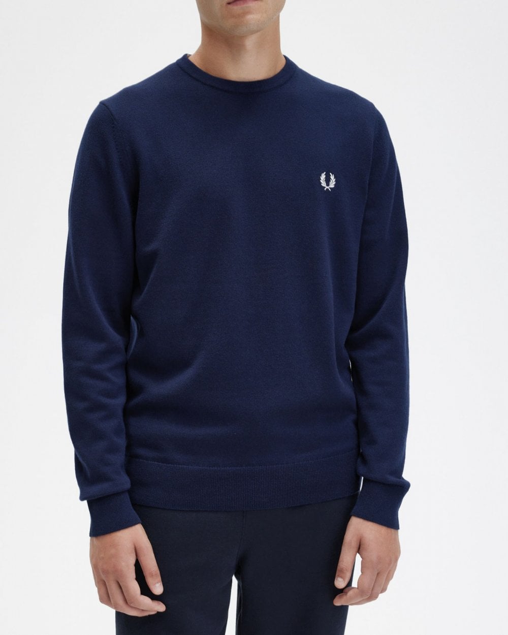 Fred Perry Mens Classic Crewneck Jumper - Navy 608