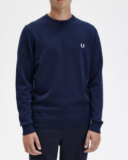 Fred Perry Mens Classic Crewneck Jumper - Navy 608