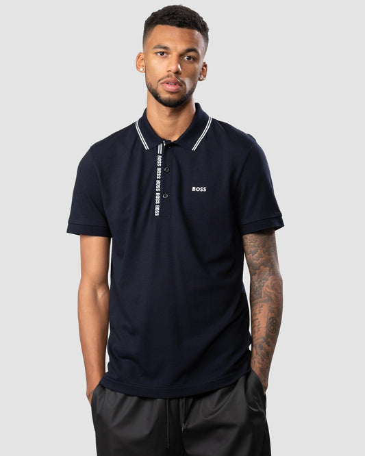 BOSS Green BOSS Green Paule 4 Logo Tape Placket Mens Polo Shirt