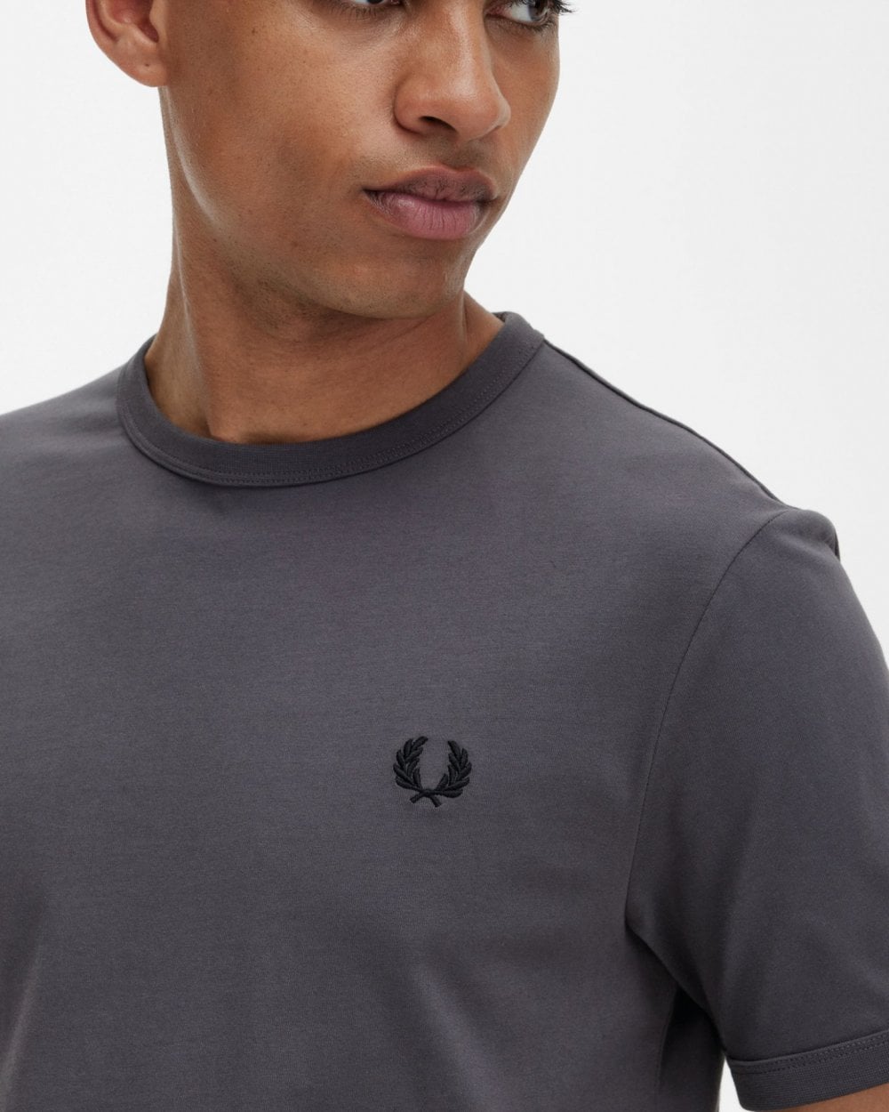 Fred Perry Mens Ringer T-Shirt - Gunmetal R50