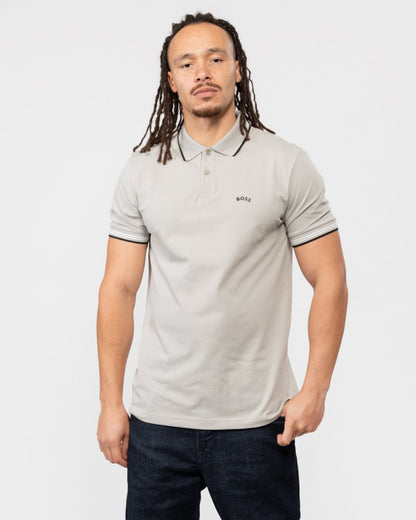 BOSS Green Paul Curved Logo Contrast Collar Mens Polo Shirt A/W 23