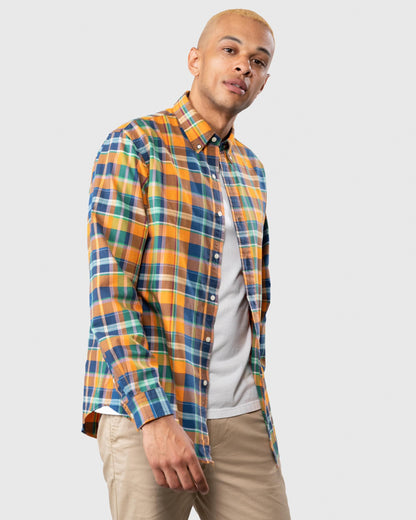 Polo Ralph Lauren Custom Fit Long Sleeved Multicoloured Plaid Mens Oxford Shirt