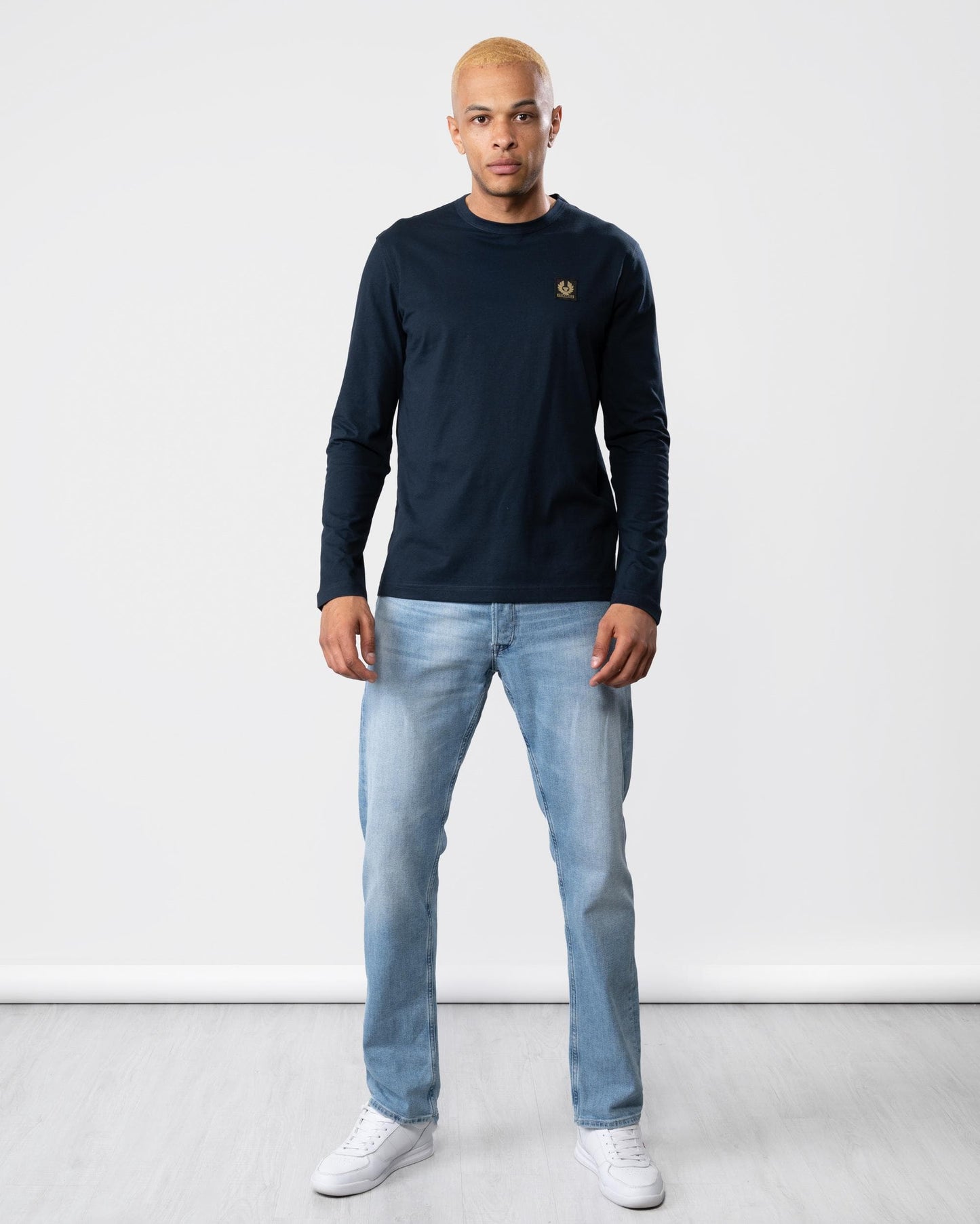 Belstaff Long Sleeved Logo Patch T-Shirt - Dark Ink