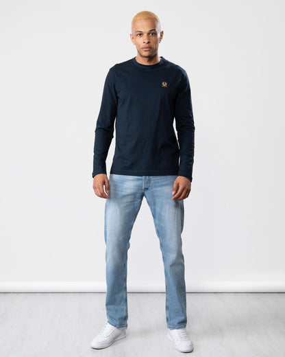 Belstaff Long Sleeved Logo Patch T-Shirt - Dark Ink