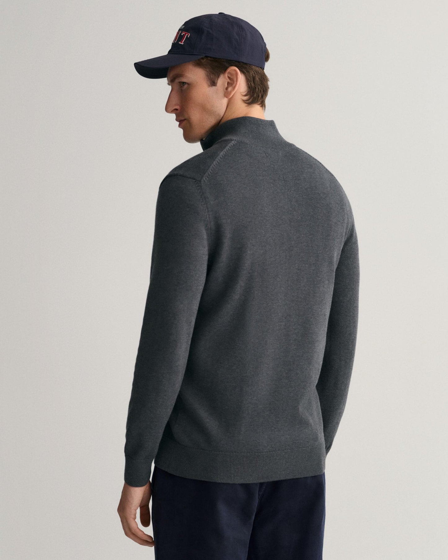 GANT Mens Casual Cotton Zip Cardigan - 95 Anthracite Melange