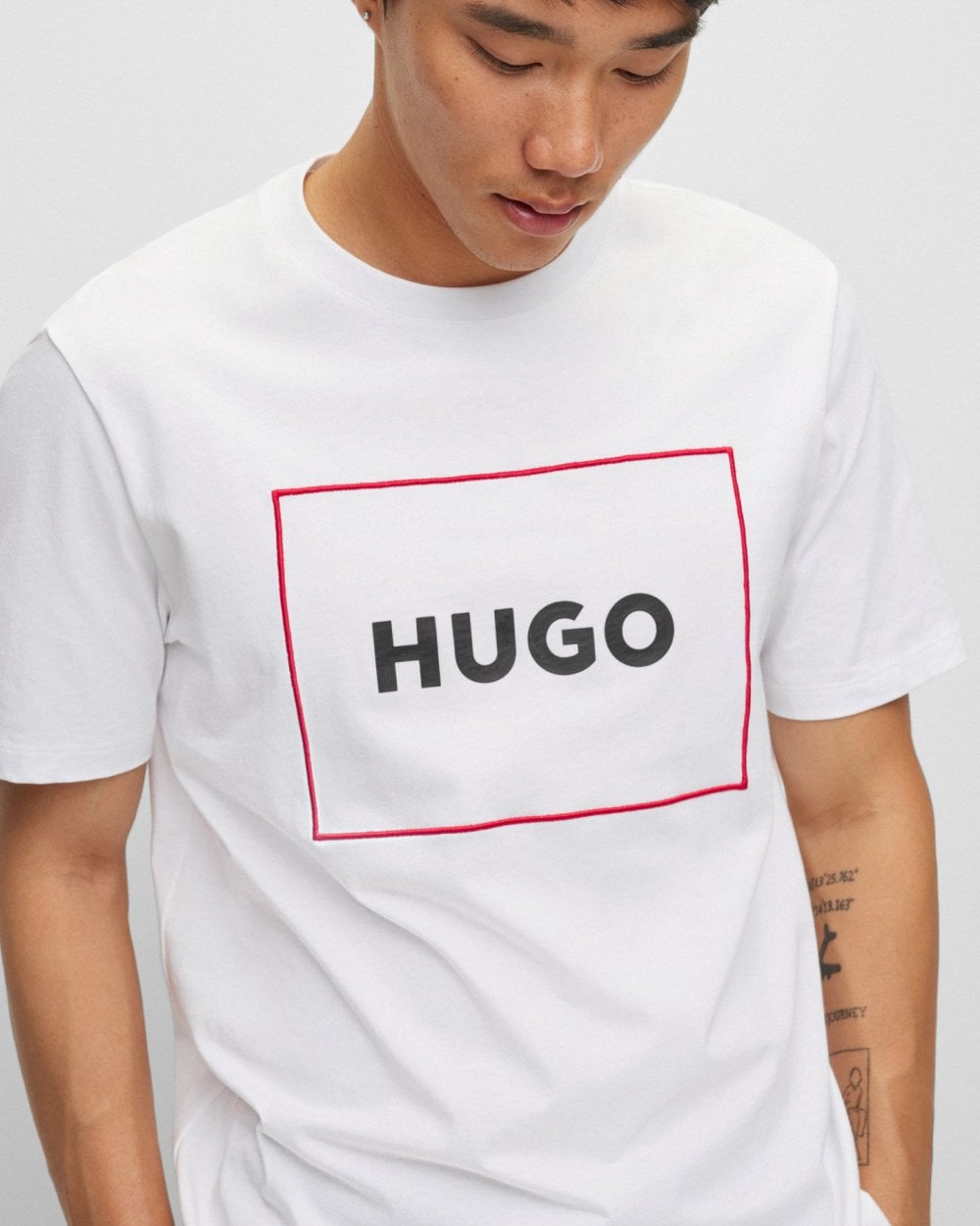 HUGO Dumex Box Logo Mens T-Shirt - White 100