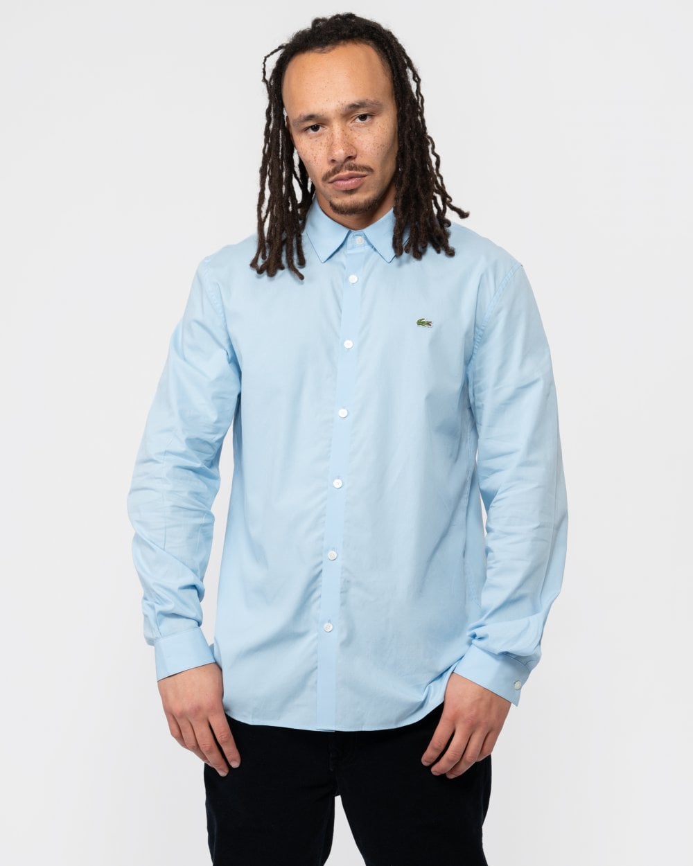 Lacoste Mens Long Sleeve City Shirt - Overview Blue HBP