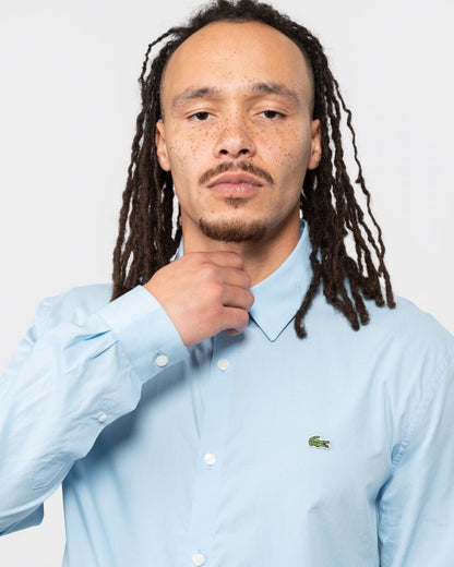 Lacoste Mens Long Sleeve City Shirt - Overview Blue HBP