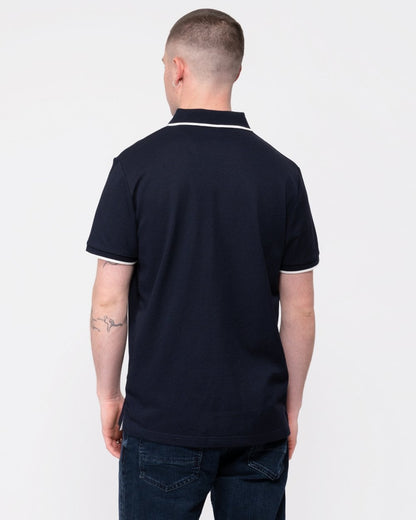 GANT Mens Tipped Short Sleeve Pique Polo - 433 Evening Blue
