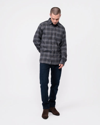Oliver Sweeney Censo Mens Long Sleeved Brushed Cotton Shirt - Charcoal / Grey Check