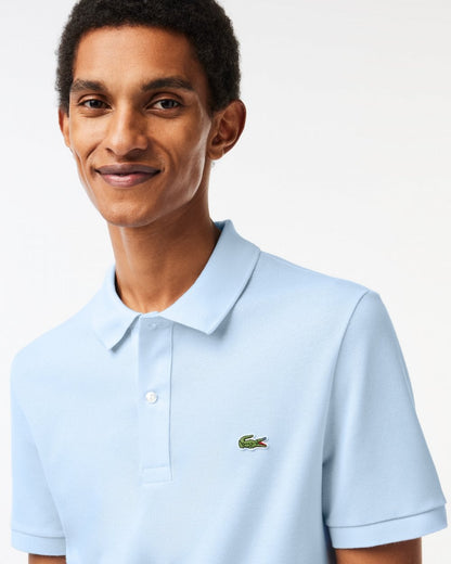 Lacoste Mens Original L.12.12 Slim Fit Petit Piqué Cotton Polo Shirt - Light Blue t01