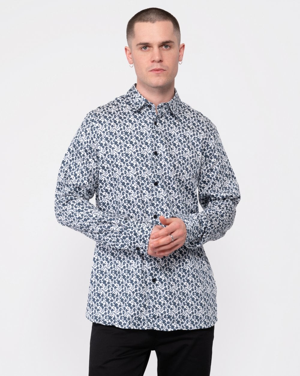 Ted Baker Capua Mens Long Sleeve Small Floral Shirt