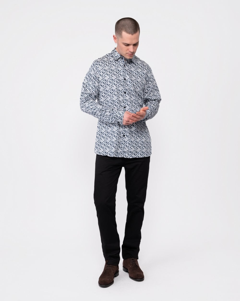Ted Baker Capua Mens Long Sleeve Small Floral Shirt