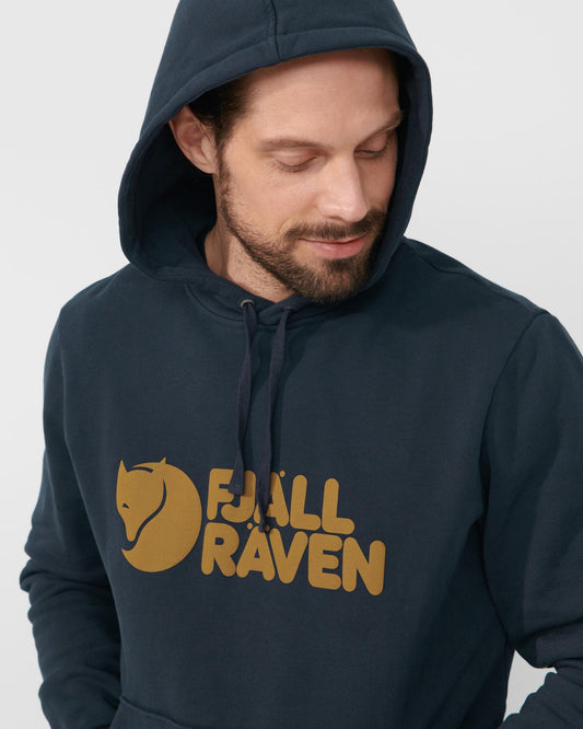 Fjallraven Logo Mens Hoodie - Dark Navy 555