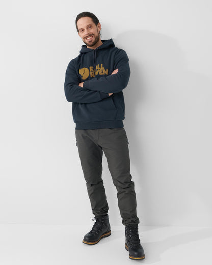 Fjallraven Logo Mens Hoodie - Dark Navy 555