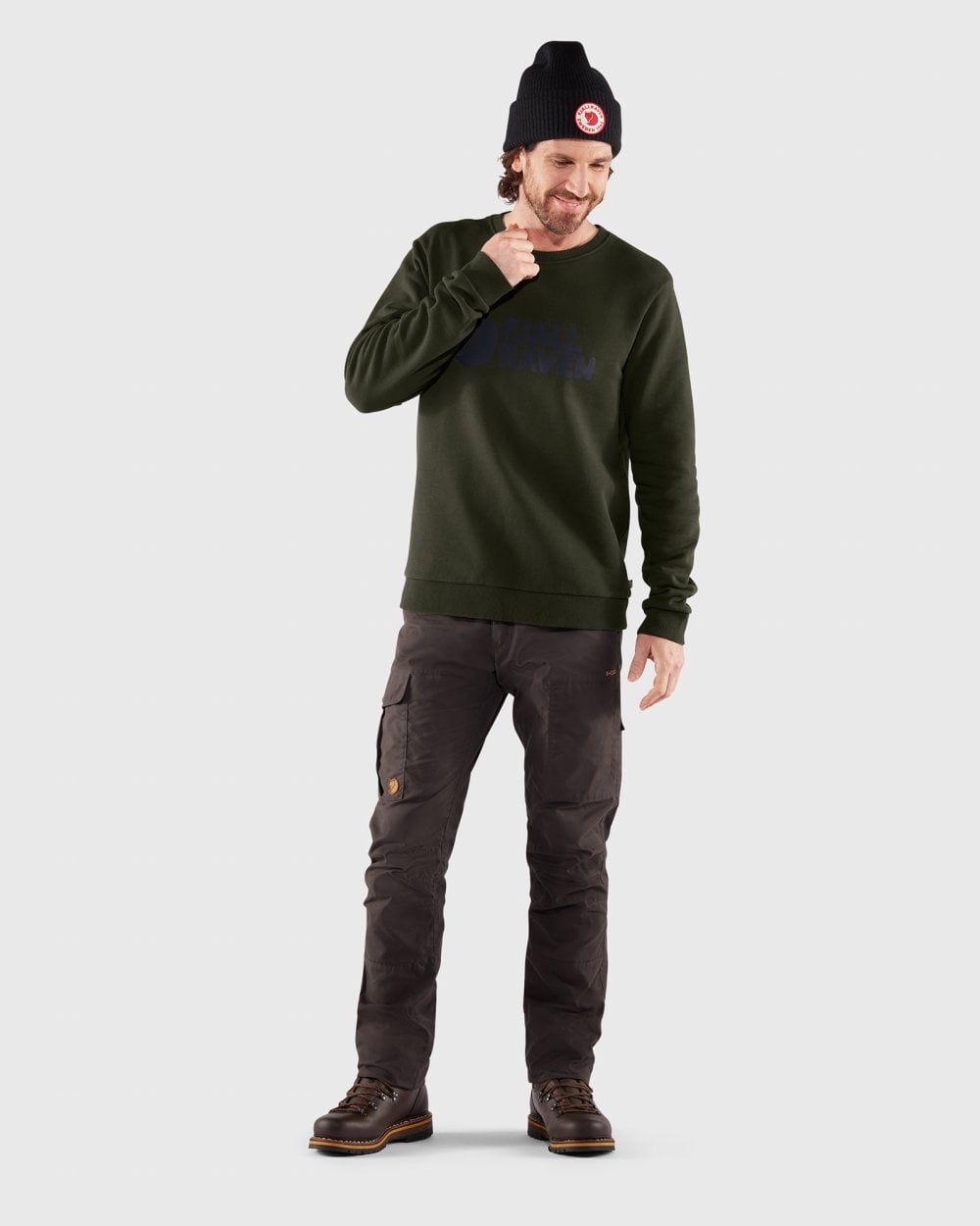 Fjallraven Logo Mens Sweatshirt - Deep Forest 662