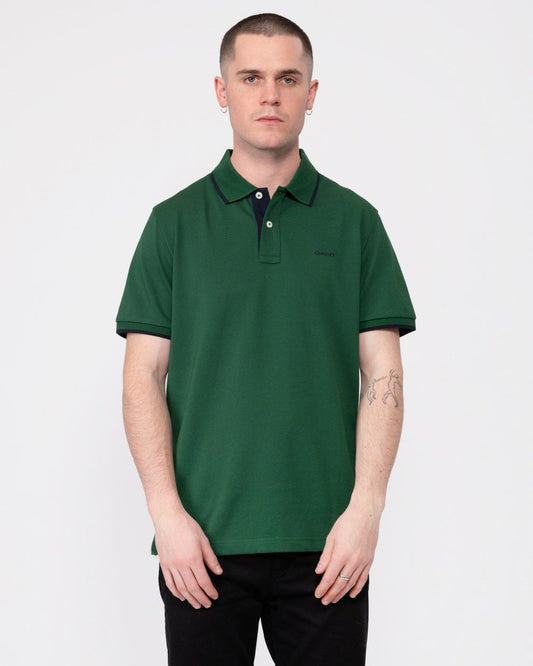 GANT Mens Tipped Short Sleeve Pique Polo - 338 Forest Green