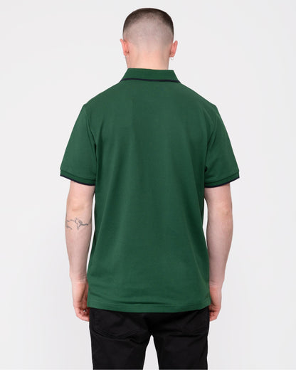 GANT Mens Tipped Short Sleeve Pique Polo - 338 Forest Green