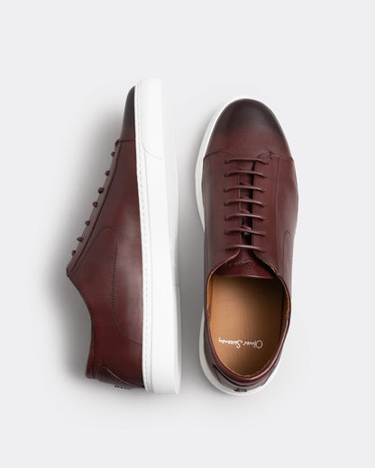 Oliver Sweeney Sirolo Mens Calf Leather Lightweight Trainers - Burgundy