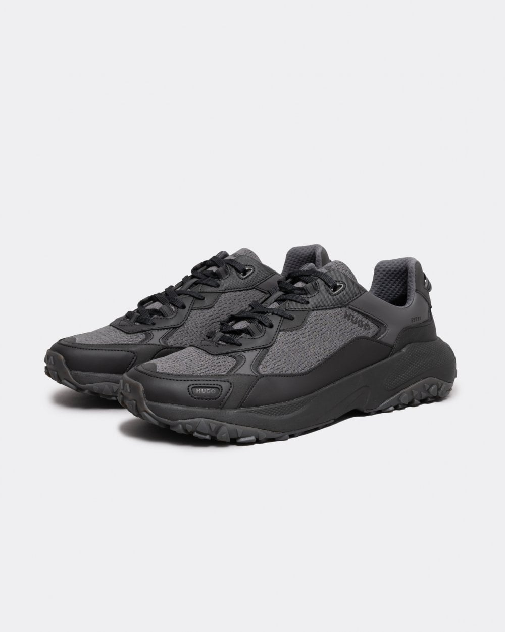 HUGO GO1ST Mens Mixed-Material Trainers with Textured and Rubberised Faux Leather