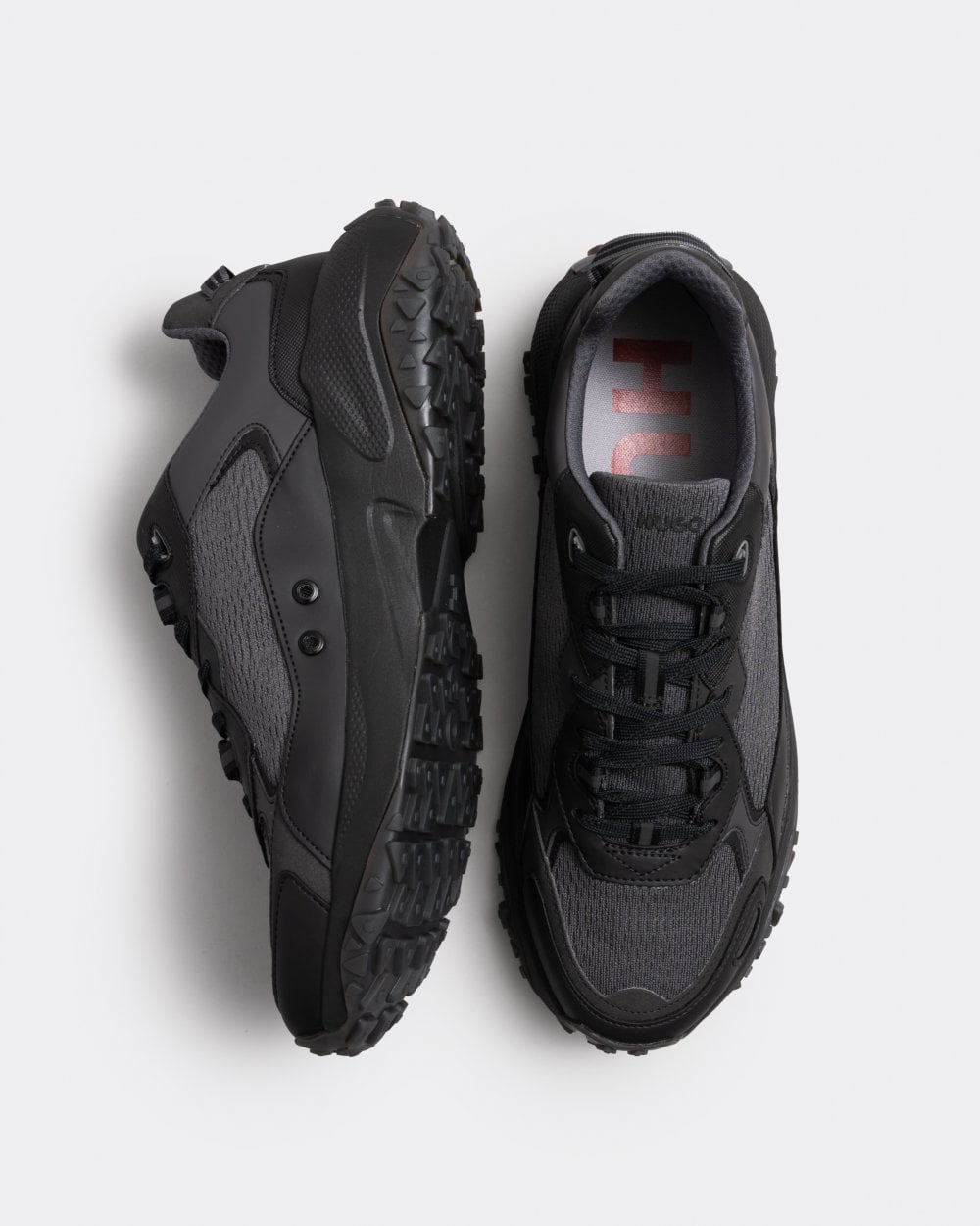 HUGO GO1ST Mens Mixed-Material Trainers with Textured and Rubberised Faux Leather