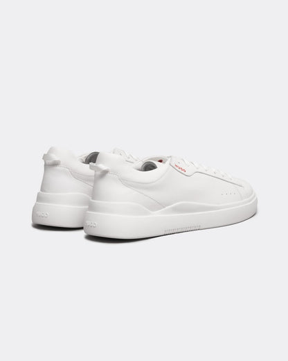 HUGO Blake Tenn Mens Leather Trainers with Branded Quarter - White 100